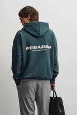 Colne Logo Oversized Hoodie Washed Dark Teal
