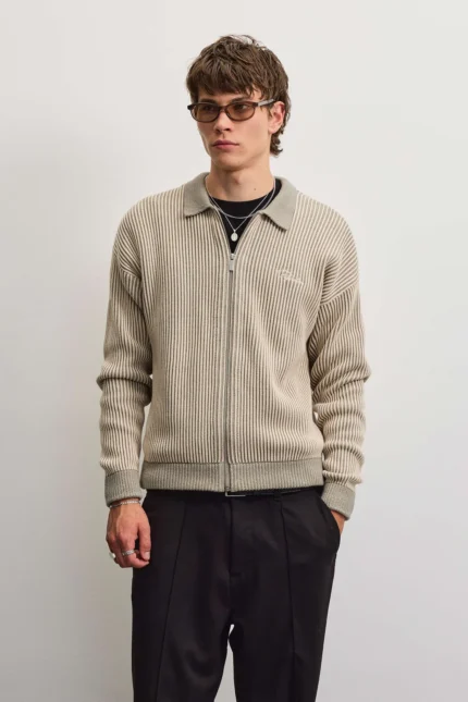Haflong Knit Zip Jacket Flint Grey
