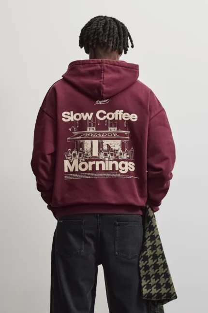 Hoodie Washed Dark Red