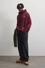 Hoodie Washed Dark Red g