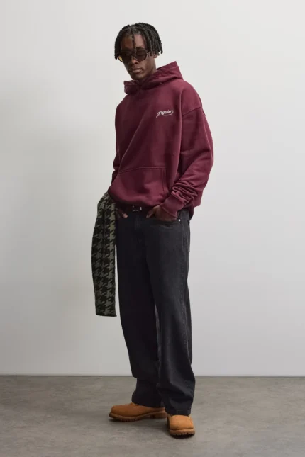 Hoodie Washed Dark Red g