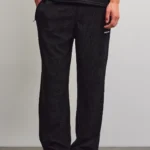 Wide Soft Rib Pants Black