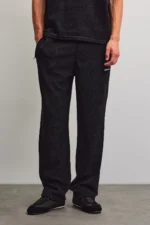 Wide Soft Rib Pants Black